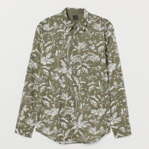 H&M Tropical Print Cotton Shirt Regular Fit, Size M